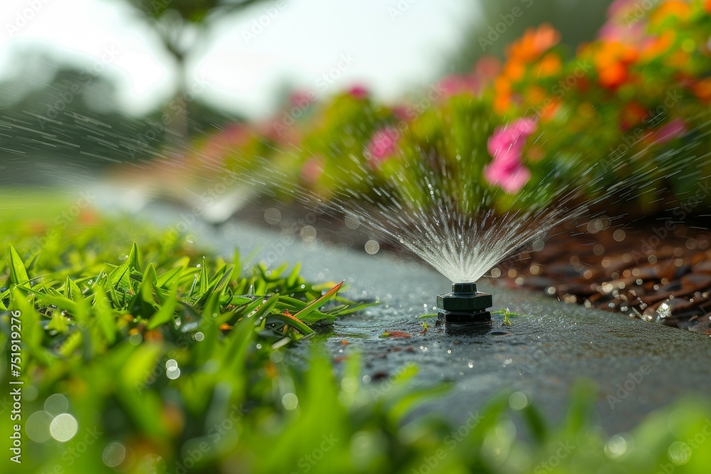 Poster watering and irrigation concept. background with selective focus and copy space