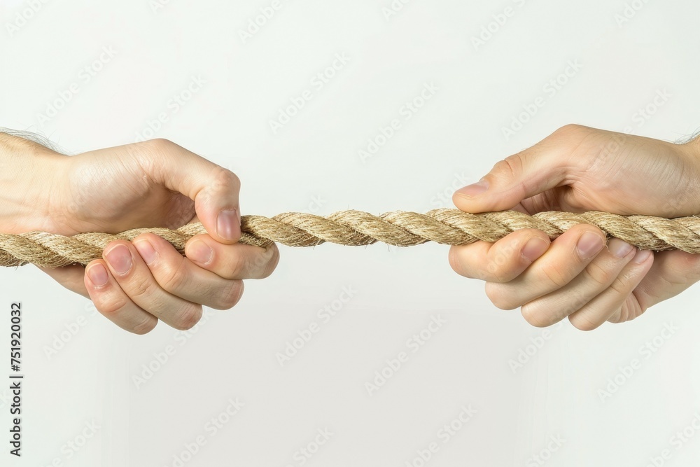 Aufkleber tug of war. background with selective focus and copy space