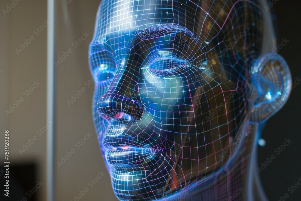 Poster face recognition concept. background with selective focus and copy space