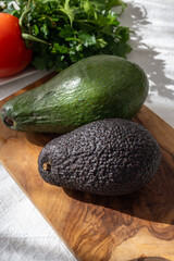 Ripe green organic avocados ready to eat, Fuerteventura, Canary islands, Spain