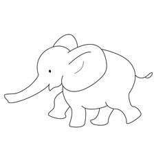 かわいいゾウさん　全身の線画