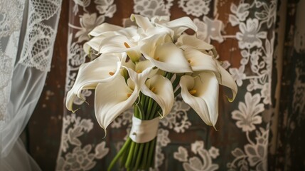 vintage wedding with a bouquet of calla lilies generative ai