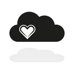 Cloud heart symbol. Affection sign. Romantic weather icon. Vector illustration. EPS 10.