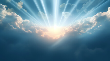 light rays or beams of light emerging from clouds