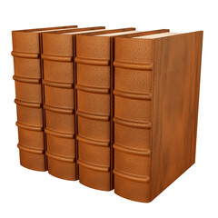 Stack of Leather-Bound Law Books In 3d render with transparent background