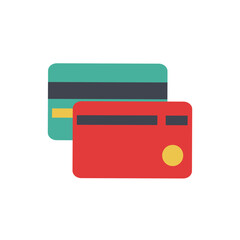 Credit card  and debit card icon in flat color style. Payment e-commerce shopping. 