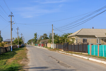 Road in the village. Background with selective focus and copy space