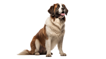 St. Bernard Dog portrait and standing isolated on transparent background