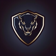 panther vector logo on shield with minimalist background. generative ai