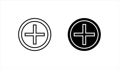 Plus Icon Set, Add plus icon set, with white background.