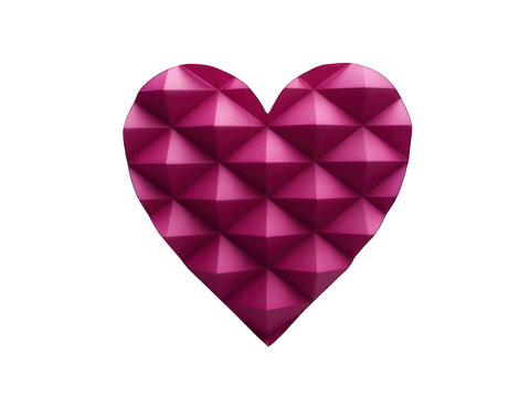Magenta colored heart isolated on transparent background, transparency image, removed background