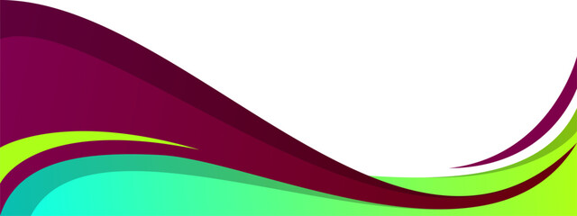 Abstract colorful wave web banner background dark purple and turquoise