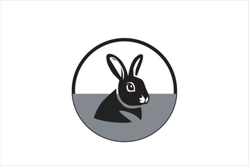 rabbit vector logo simple black and white background