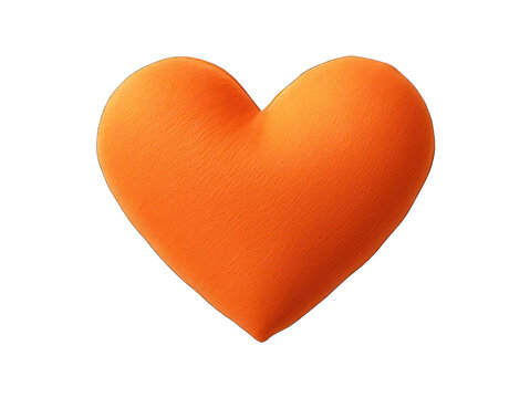 Orange colored heart isolated on transparent background, transparency image, removed background