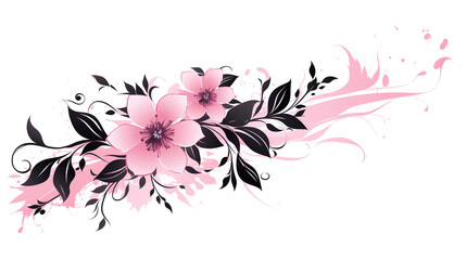 Obraz na płótnie Canvas Whimsical Pink Floral Design, Abstract Flower Artwork