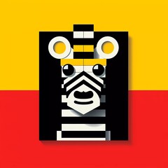 Happy zebra lego flat vector logo, minimalist background - obrazy, fototapety, plakaty