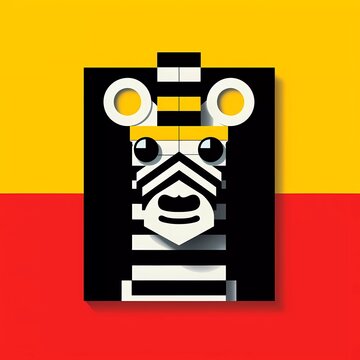 Happy zebra lego flat vector logo, minimalist background