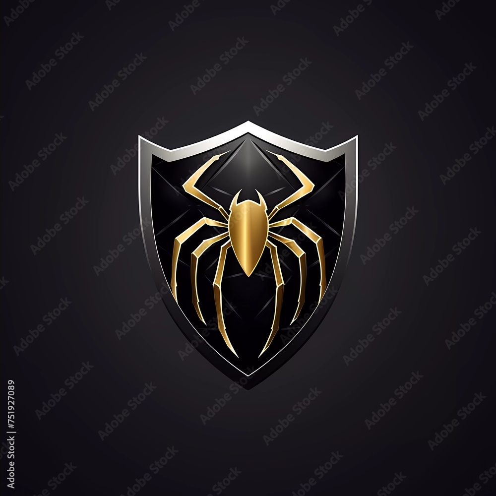 Poster spider vector logo on shield with minimalist background. generative ai