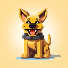 Flat vector logo lego happy dog. generative ai