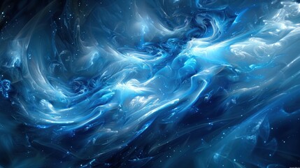 Obraz premium High-resolution image of a swirling blue and black abstract marble texture with sparkling accents.