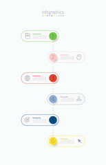 Infographic 6 options design elements for your business data. Vector Illustration.