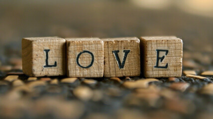 Beautiful HD wallpaper of the word love in scrabble blocks - Powered by Adobe