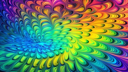 Psychedelic Pulses in Green Blue Yellow and Pink