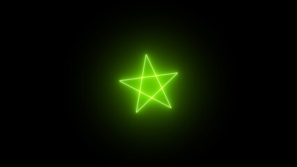 Neon star icon. abstract glowing star symbol on the black background. neon light star icon isolated in black background. laser show. 3d rendering - illustration.