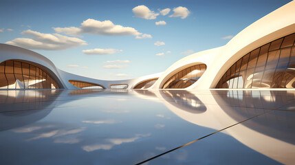 Fototapeta premium Abstract architectural exterior design, conceptual architectural design