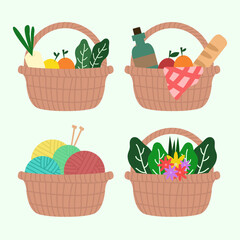 set of basket illustration