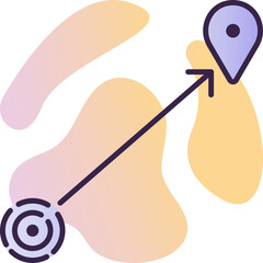 Delivery way, destination sign, dark blue line vector icon on gradient background