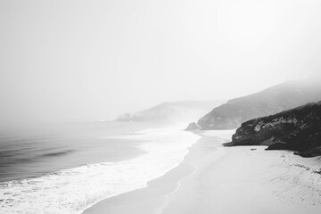 Black and white beach photograph - Powered by Adobe