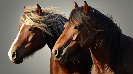 Portrait two horse - obrazy, fototapety, plakaty