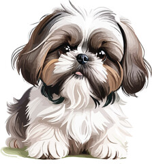 shih tzu dog furry logo sticker vector illustration art design.