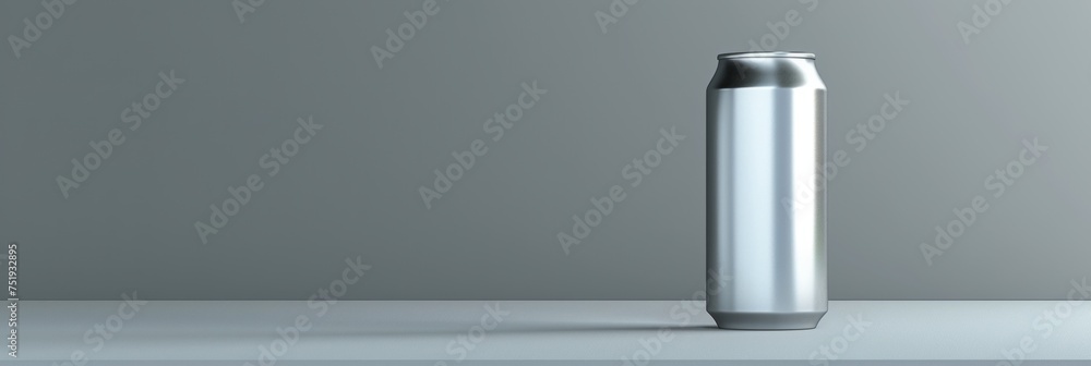 Poster aluminum soda can mockup on abstract background with copy space for branding design presentations.