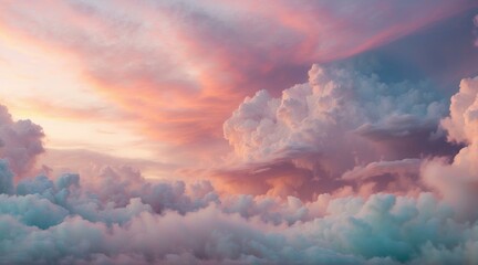 Clouds are seen in the sky at sunset. Generative AI. - obrazy, fototapety, plakaty