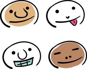 Set of simple faces or emoji with different emotions.