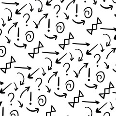 Simple line pattern with arrows, spirals and other forms