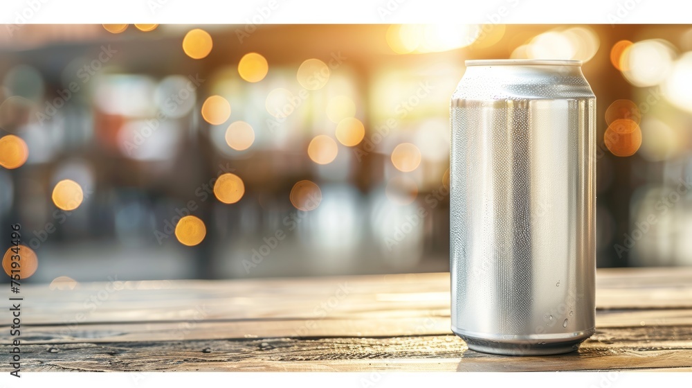 Aufkleber blank aluminum soda can mock up on abstract background with space for text placement.