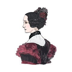 Portrait of Ada King, Countess Lovelace (1815-1852) early computer programmer and mathematician.