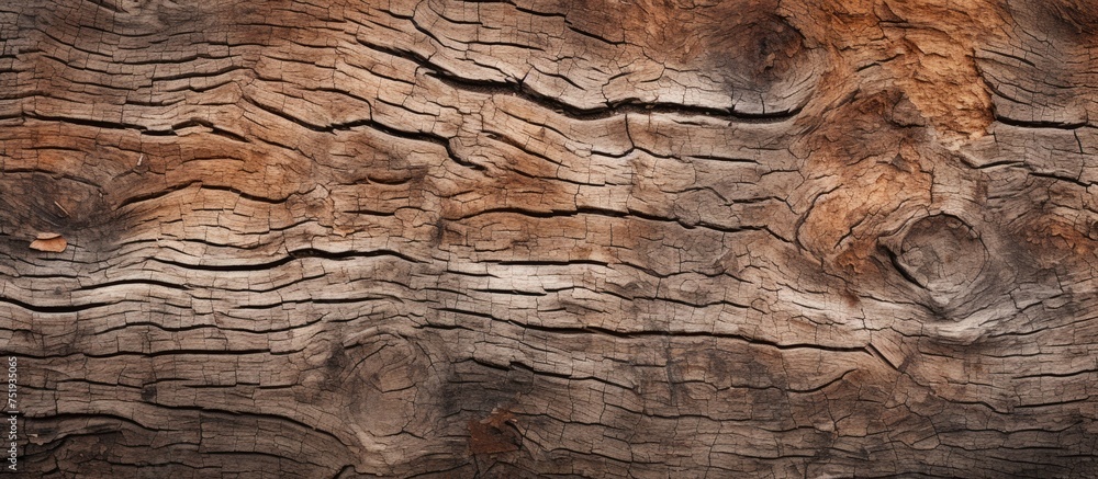 Poster this close-up view showcases the intricate details and rich textures of weathered wood, displaying t