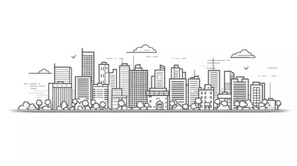 Cityscape building line art design vector. generative ai