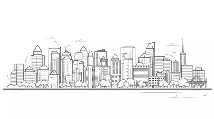 Cityscape building line art design vector. generative ai - obrazy, fototapety, plakaty