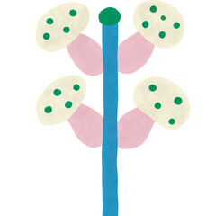 Cute abstract flower drawing, white pink color theme 