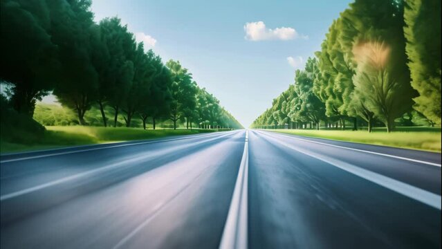 empty asphalt road and speed motion blur on highway