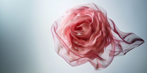 Transparent silk fabric in the shape of a rose.