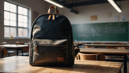 Black Classroom Backpack, Back to School - obrazy, fototapety, plakaty