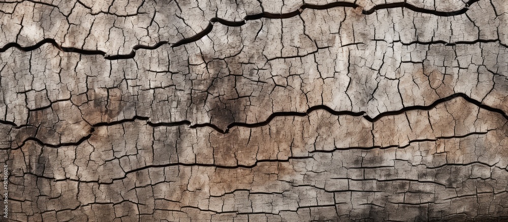 Aufkleber this close-up view showcases a tree trunk with distinctive cracks running along its surface. the rug