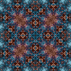 Fototapeta premium Seamless abstract square pattern. Watercolor and alcohol ink. Author's patterns