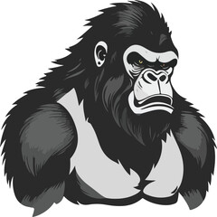 Gorilla head logo vector illustration art design. Roaring Resilience: Micro Stock Gorilla Head Emblem.
